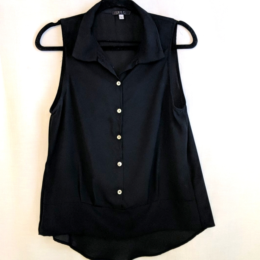 Women's sheer black sleeveless blouse